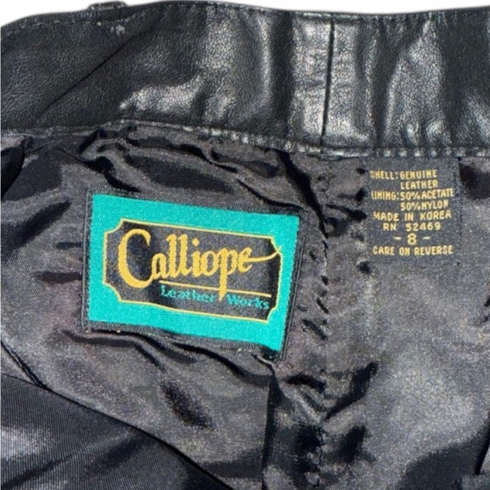 Vintage Black Leather Midi Skirt 90s Minimal Size 8 XS - Picture 4 of 4
